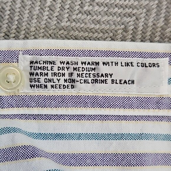 Vintage INC International Concepts Shirt Men's Small White Purple Striped Cotton - Picture 15 of 15